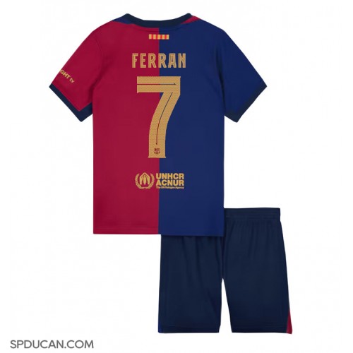 Dječji Nogometni Dres Barcelona Ferran Torres #7 Domaci 2024-25 Kratak Rukav (+ Kratke hlače)